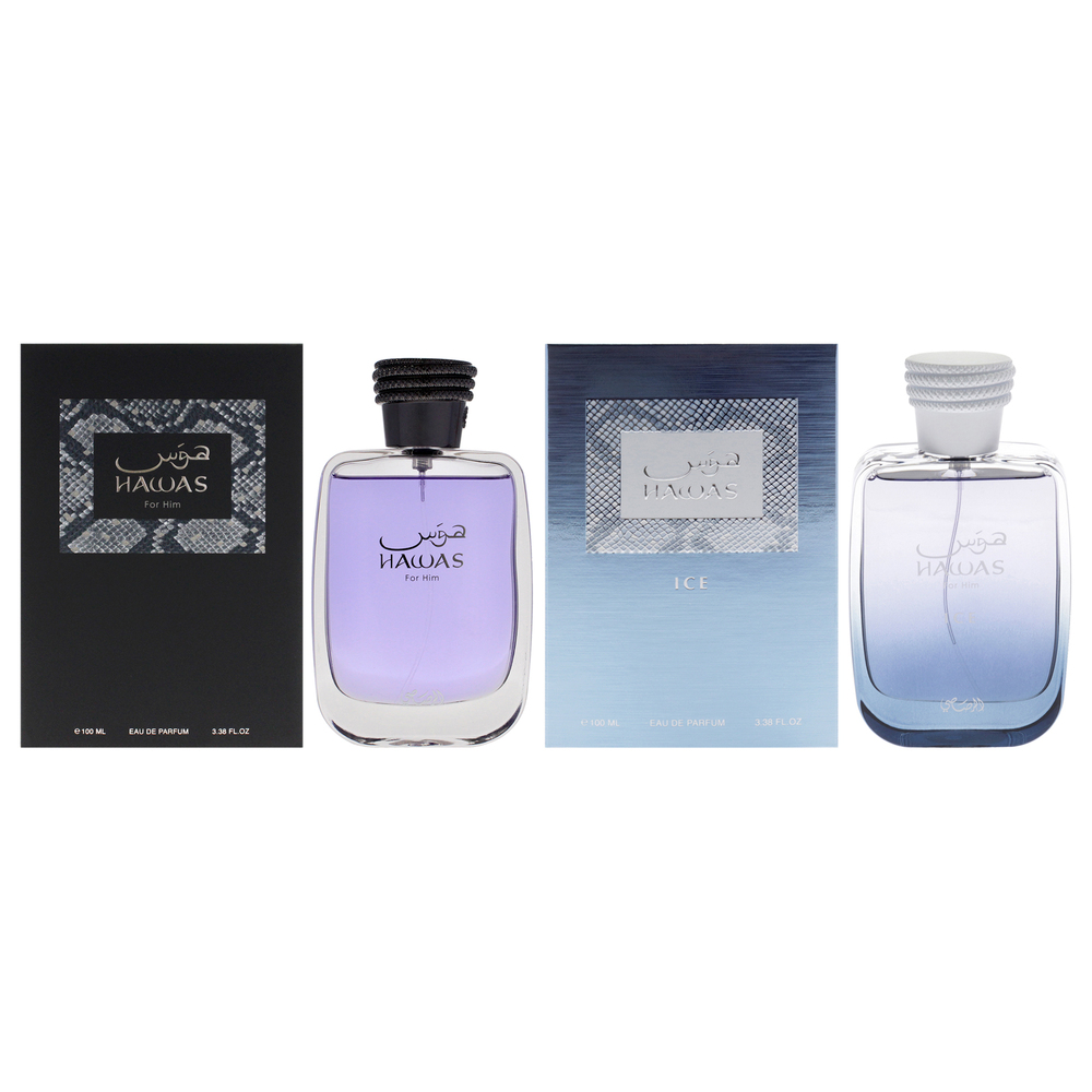 Hawas Kit by Rasasi for Men - 2 Pc Kit 3.38oz Hawas EDP Spray, 3.38oz